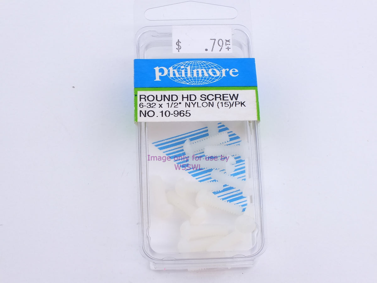 Philmore 10-965 Round HD Screw 6-32 x 1/2" Nylon 15Pk (bin100) - Dave's Hobby Shop by W5SWL