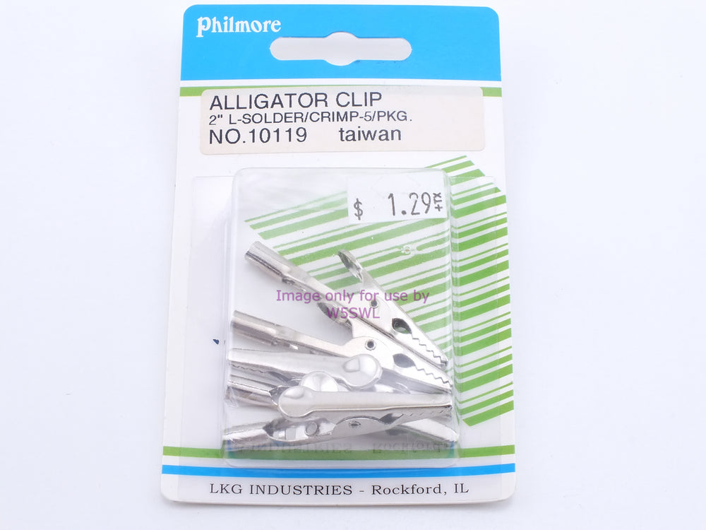 Philmore 10119 Alligator Clips 2" L-Solder/Crimp-5/PKG (bin39) - Dave's Hobby Shop by W5SWL