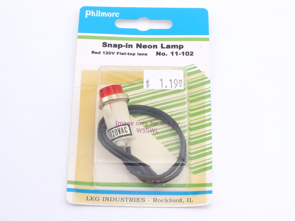Philmore 11-102 Snap-In Neon Lamp Red 120V Flat-Top Lens (bin44) - Dave's Hobby Shop by W5SWL