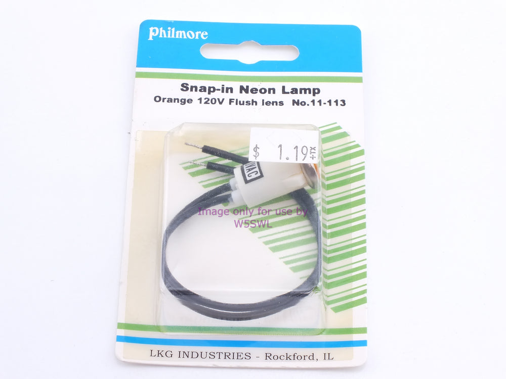 Philmore 11-113 Snap-In Neon Lamp Orange 120V Flush Lens (bin44) - Dave's Hobby Shop by W5SWL