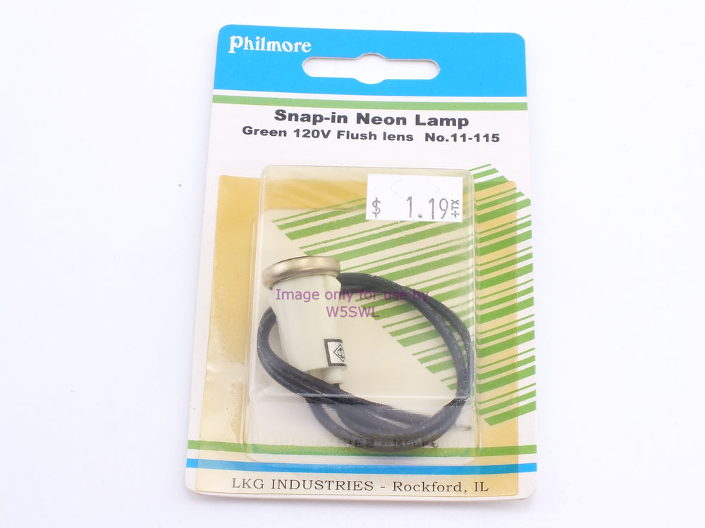 Philmore 11-115 Snap-In Neon Lamp Green 120V Flush Lens (bin44) - Dave's Hobby Shop by W5SWL