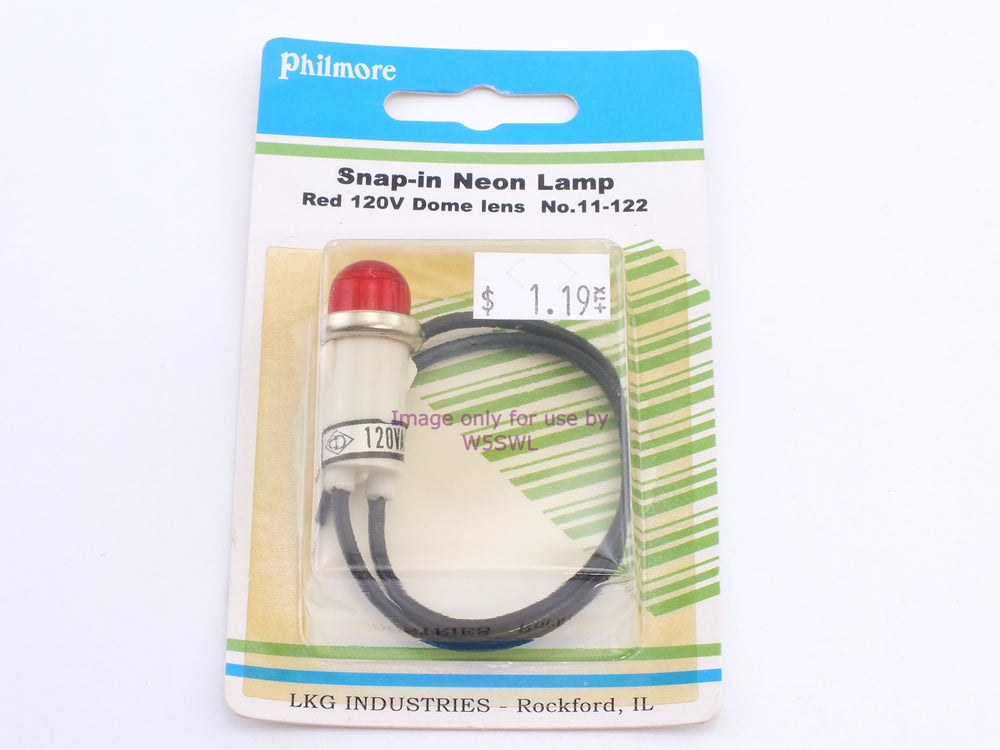 Philmore 11-122 Snap-In Neon Lamp Red 120V Dome Lens (bin45) - Dave's Hobby Shop by W5SWL