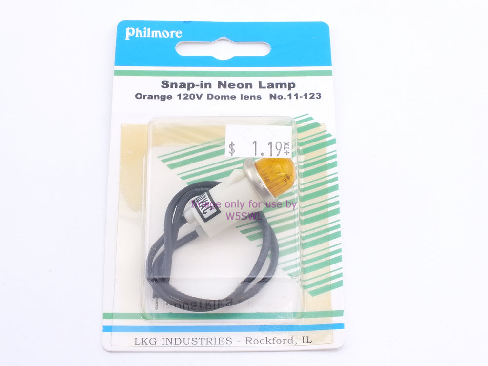 Philmore 11-123 Snap-In Neon Lamp Orange 120V Dome Lens (bin45) - Dave's Hobby Shop by W5SWL