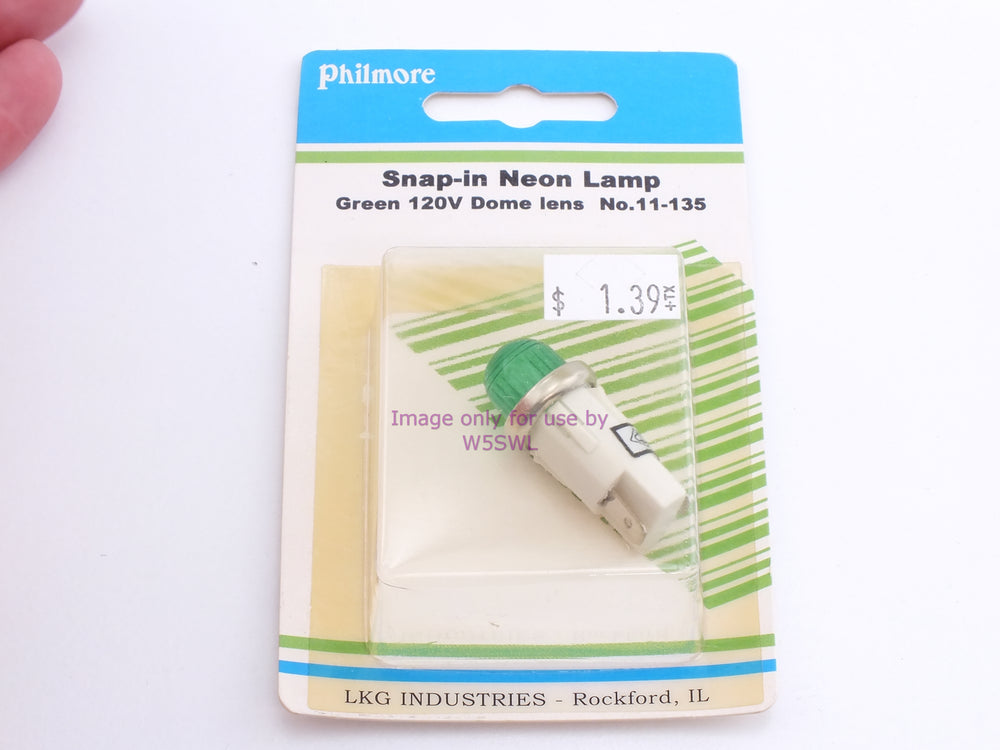 Philmore 11-135 Snap-In Neon Lamp Green 120V Dome Lens (bin45) - Dave's Hobby Shop by W5SWL