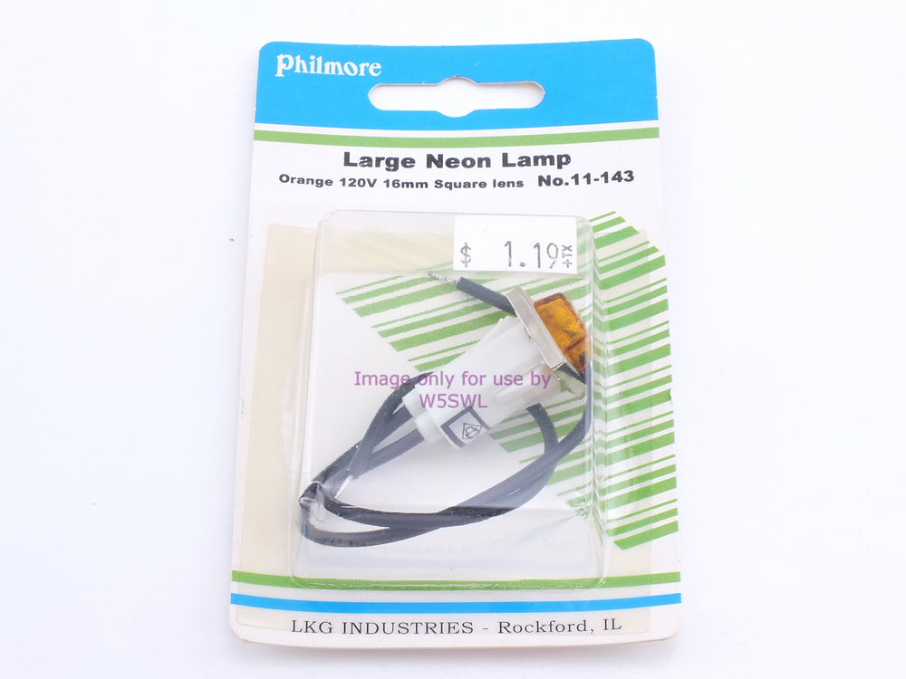 Philmore 11-143 Large Neon Lamp Orange 120V 16mm Square Lens (bin45) - Dave's Hobby Shop by W5SWL