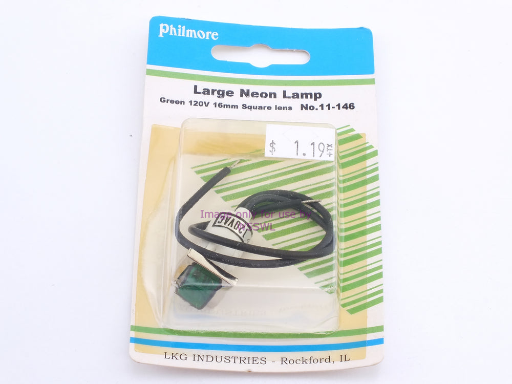 Philmore 11-146 Large Neon Lamp Green 120V 16mm Square Lens (bin45) - Dave's Hobby Shop by W5SWL