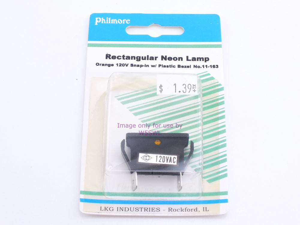 Philmore 11-163 Rect Neon Lamp Orange 120V Snap-In w/Plastic Bezel (bin45) - Dave's Hobby Shop by W5SWL
