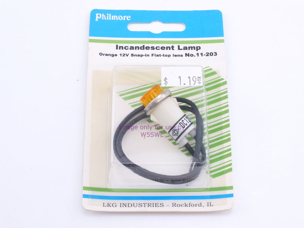 Philmore 11-203 Incandescent Lamp Orange 12V Snap-In Flat-Top Lens (bin47) - Dave's Hobby Shop by W5SWL