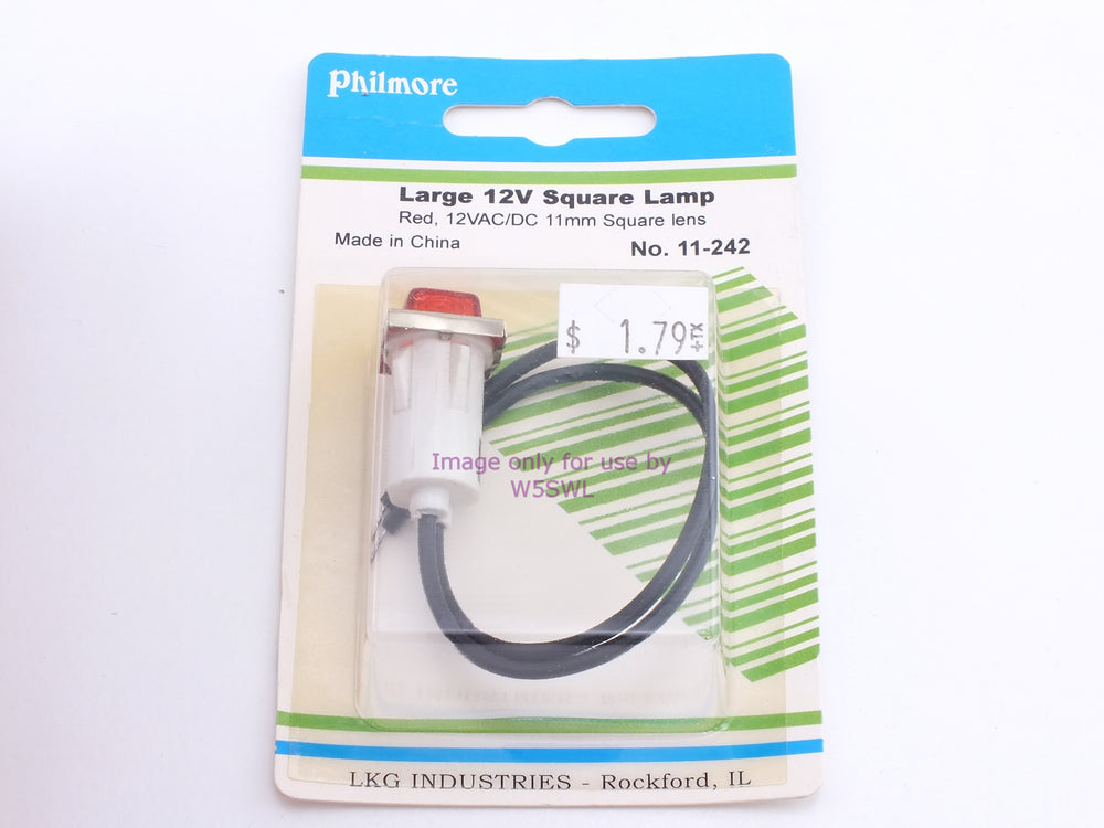 Philmore 11-242 Large 12V Square Lamp Red 12VAC/DC 11mm Square Lens (bin47) - Dave's Hobby Shop by W5SWL