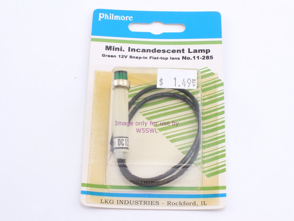 Philmore 11-285 Mini. Incandescent Lamp Green 12V Snap-In Flat-Top Lens (bin52) - Dave's Hobby Shop by W5SWL
