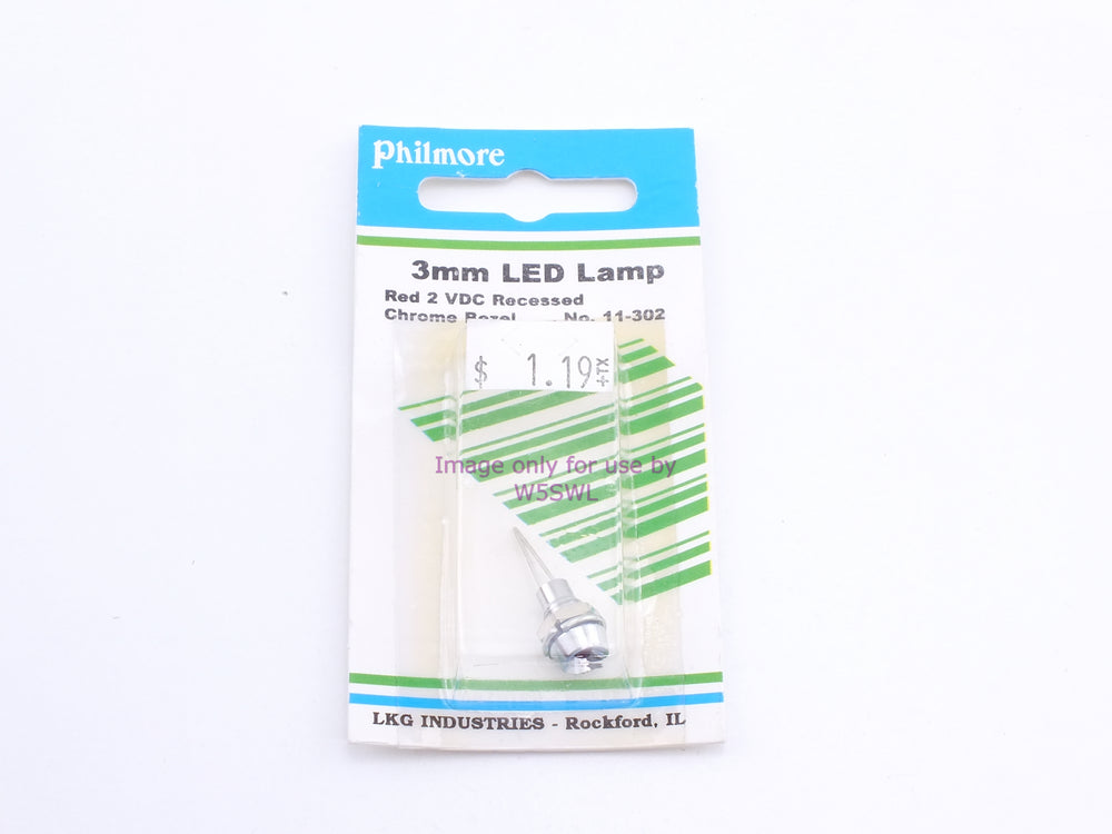 Philmore 11-302 3mm LED Lamp Red 2VDC Recessed Chrome Bezel (bin52) - Dave's Hobby Shop by W5SWL