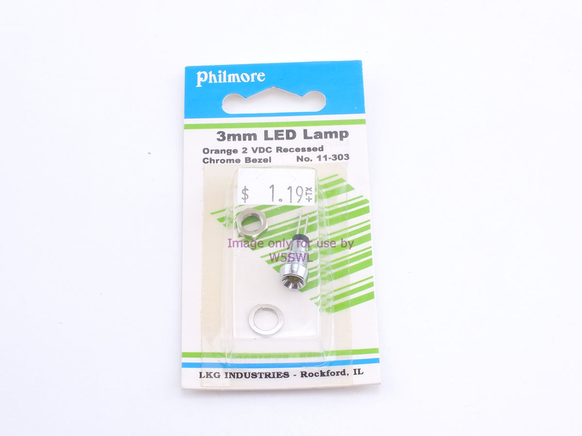 Philmore 11-303 3mm LED Lamp Orange 2VDC Recessed Chrome Bezel (bin52) - Dave's Hobby Shop by W5SWL