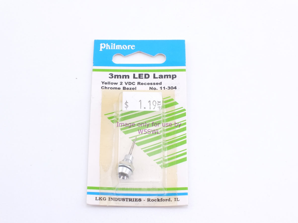 Philmore 11-304 3mm LED Lamp Yellow 2VDC Recessed Chrome Bezel (bin52) - Dave's Hobby Shop by W5SWL