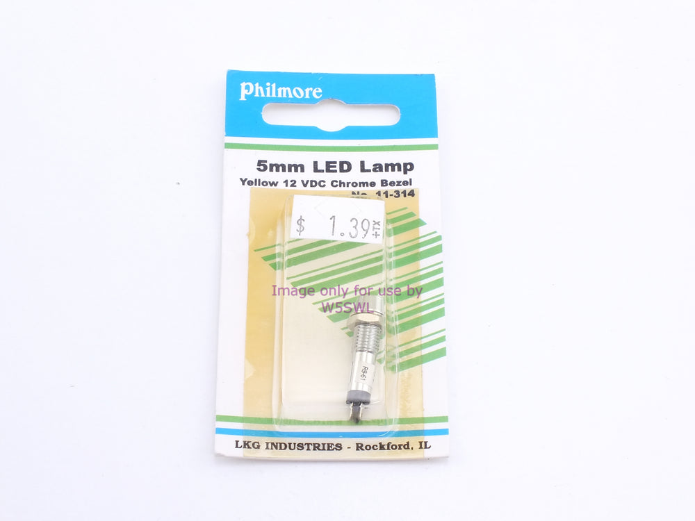 Philmore 11-314 5mm LED Lamp Yellow 12VDC Chrome Bezel (bin52) - Dave's Hobby Shop by W5SWL