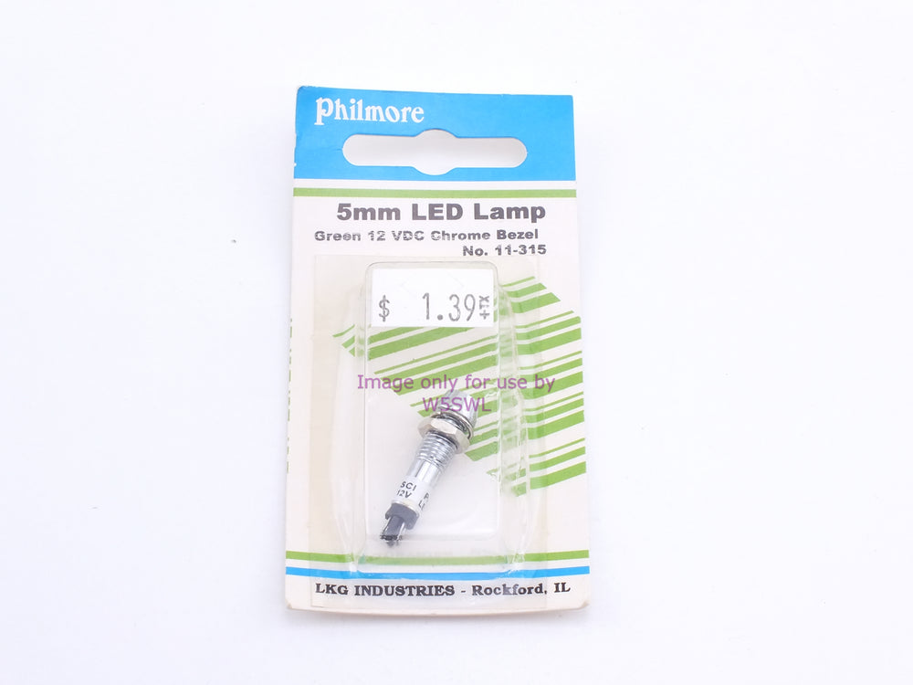 Philmore 11-315 5mm LED Lamp Green 12VDC Chrome Bezel (bin52) - Dave's Hobby Shop by W5SWL