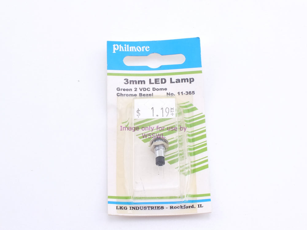 Philmore 11-365 3mm LED Lamp Green 2VDC Dome Chrome Bezel (bin52) - Dave's Hobby Shop by W5SWL
