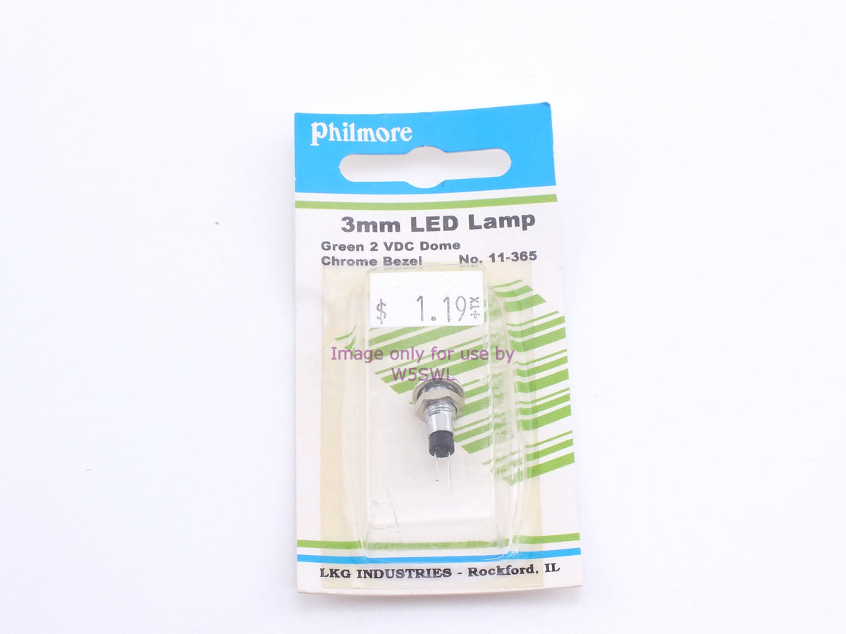 Philmore 11-365 3mm LED Lamp Green 2VDC Dome Chrome Bezel (bin52) - Dave's Hobby Shop by W5SWL