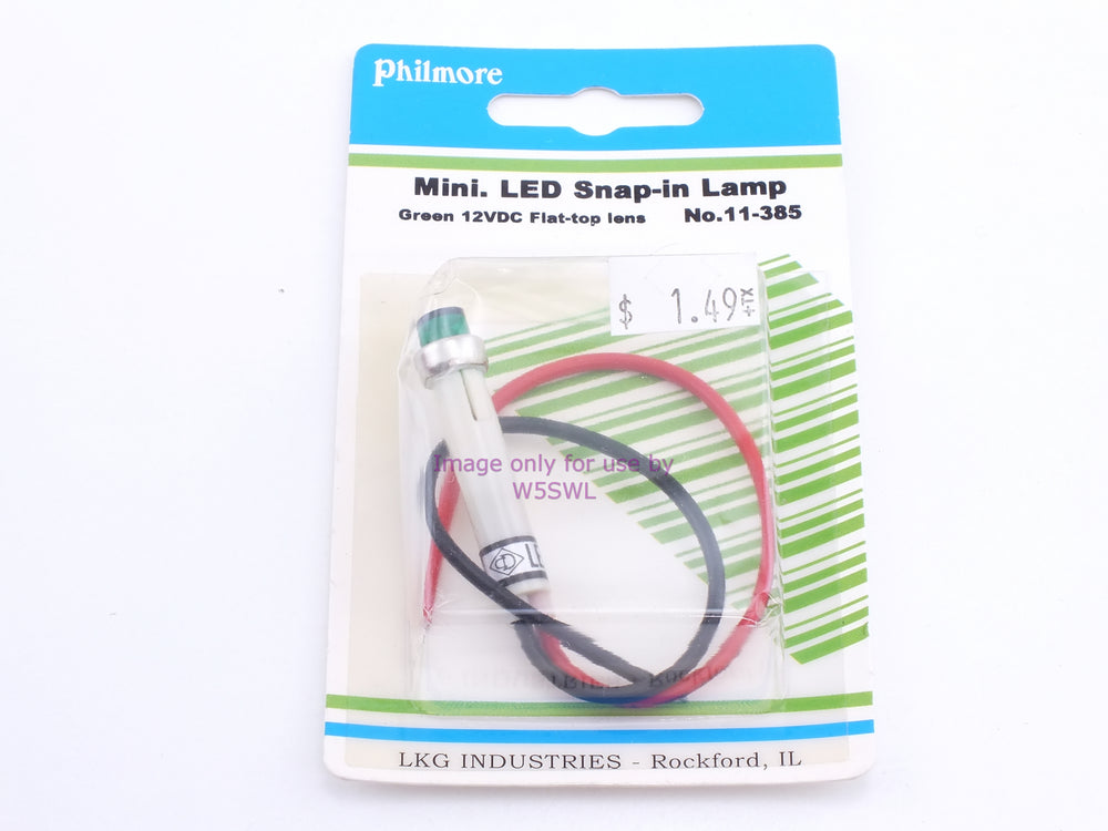 Philmore 11-385 Mini LED Snap-In Lamp Green 12VDC Flat-Top Lens (bin55) - Dave's Hobby Shop by W5SWL