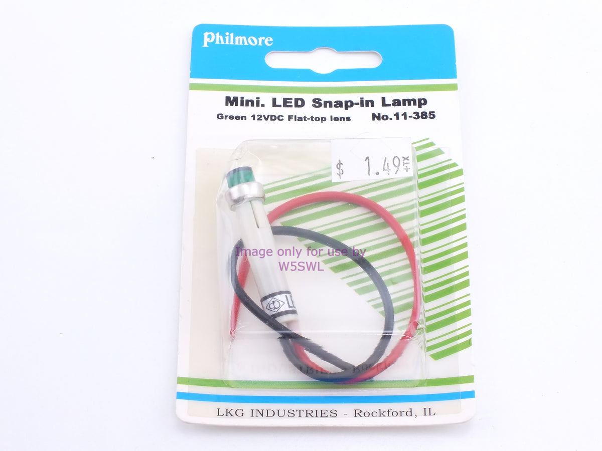 Philmore 11-385 Mini LED Snap-In Lamp Green 12VDC Flat-Top Lens (bin55) - Dave's Hobby Shop by W5SWL