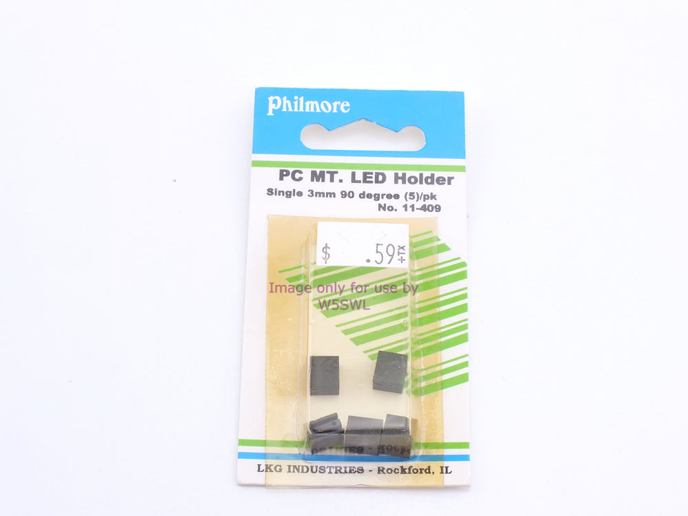Philmore 11-409 PC Mt. LED Holder Single 3mm 90 Degree 5Pk (bin55) - Dave's Hobby Shop by W5SWL