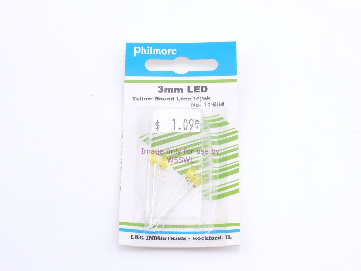 Philmore 11-604 3mm LED Yellow Round Lens 4Pk (bin57) - Dave's Hobby Shop by W5SWL