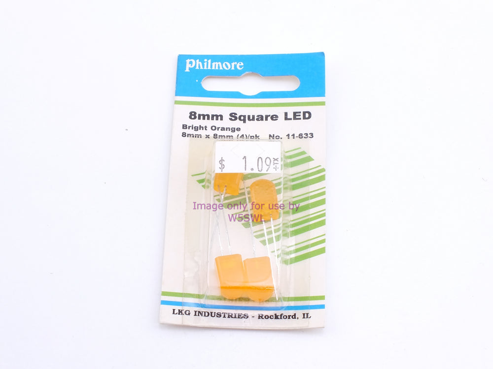 Philmore 11-633 8mm Square LED Bright Orange 8mm x 8mm 4Pk (bin57) - Dave's Hobby Shop by W5SWL