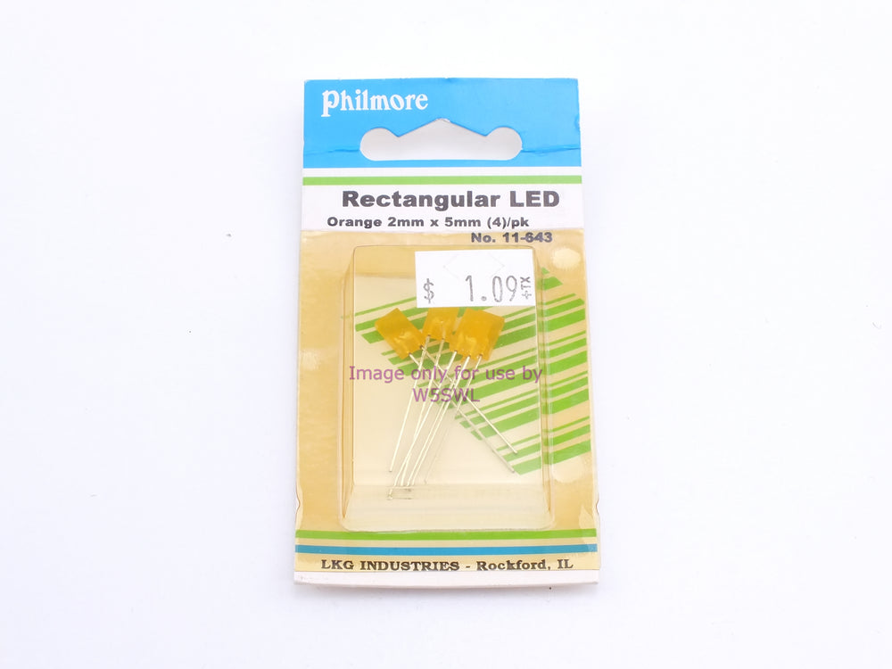 Philmore 11-643 Rectangular LED Orange 2mm x 5mm 4Pk (bin57) - Dave's Hobby Shop by W5SWL