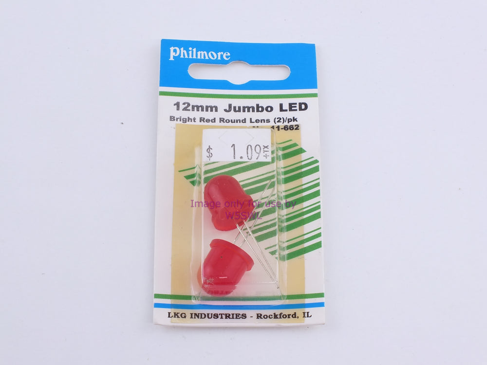 Philmore 11-662 12mm Jumbo LED Bright Red Round Lens 2Pk (bin57) - Dave's Hobby Shop by W5SWL