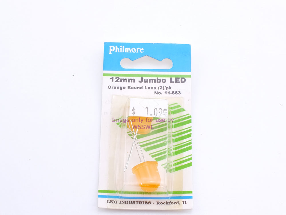 Philmore 11-663 12mm Jumbo LED Orange Round Lens 2Pk (bin57) - Dave's Hobby Shop by W5SWL