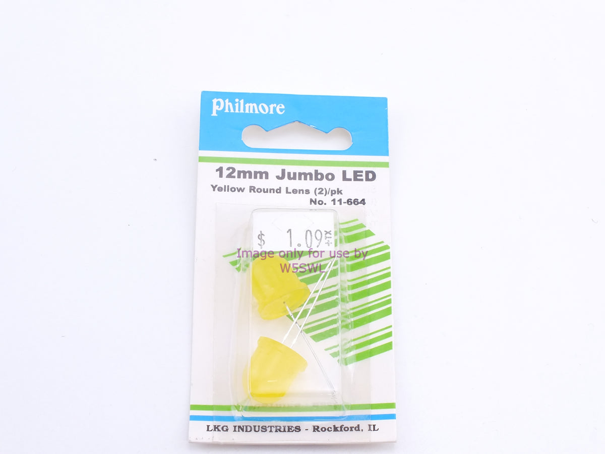 Philmore 11-664 12mm Jumbo LED Yellow Round Lens 2Pk (bin57) - Dave's Hobby Shop by W5SWL