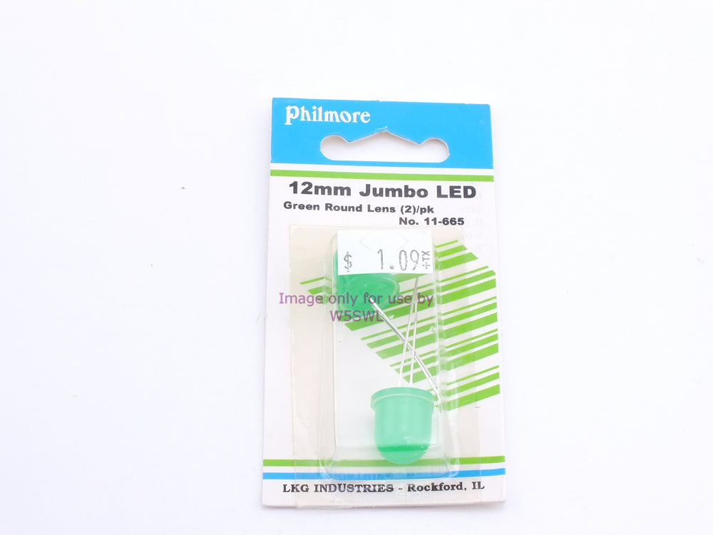 Philmore 11-665 12mm Jumbo LED Green Round Lens 2Pk (bin57) - Dave's Hobby Shop by W5SWL