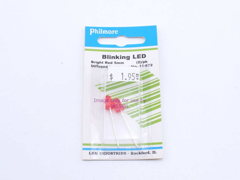 Philmore 11-672 Blinking LED Bright Red 5mm Diffused Lens 2Pk (bin57) - Dave's Hobby Shop by W5SWL