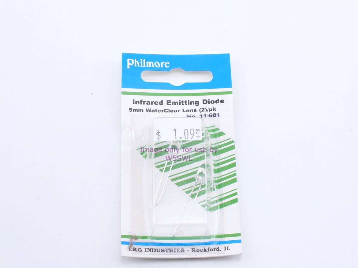 Philmore 11-681 Infrared Emitting Diode 5mm WaterClear Lens 2Pk (bin57) - Dave's Hobby Shop by W5SWL