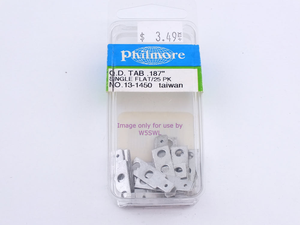 Philmore 13-1450 Q.D. Tab .187" Single Flat/25 Pk (bin112) - Dave's Hobby Shop by W5SWL