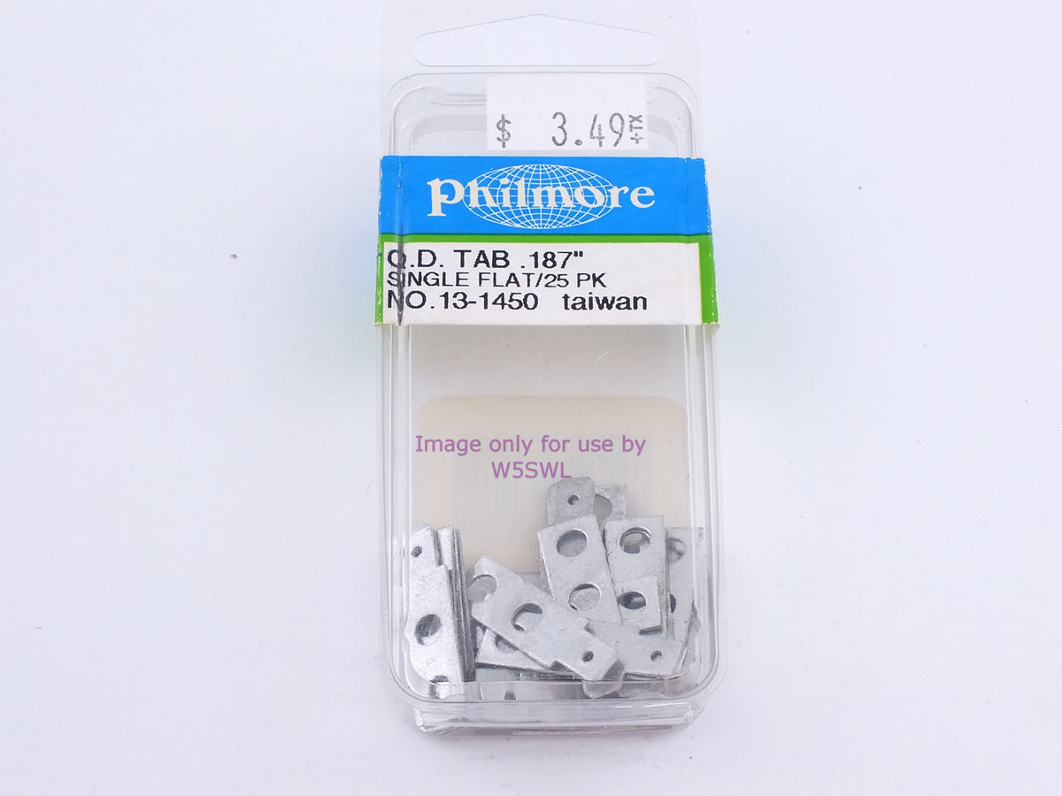 Philmore 13-1450 Q.D. Tab .187" Single Flat/25 Pk (bin112) - Dave's Hobby Shop by W5SWL