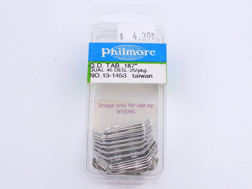 Philmore 13-1453 Q.D. Tab .187" Dual 45 Deg.-25 Pk (bin112) - Dave's Hobby Shop by W5SWL