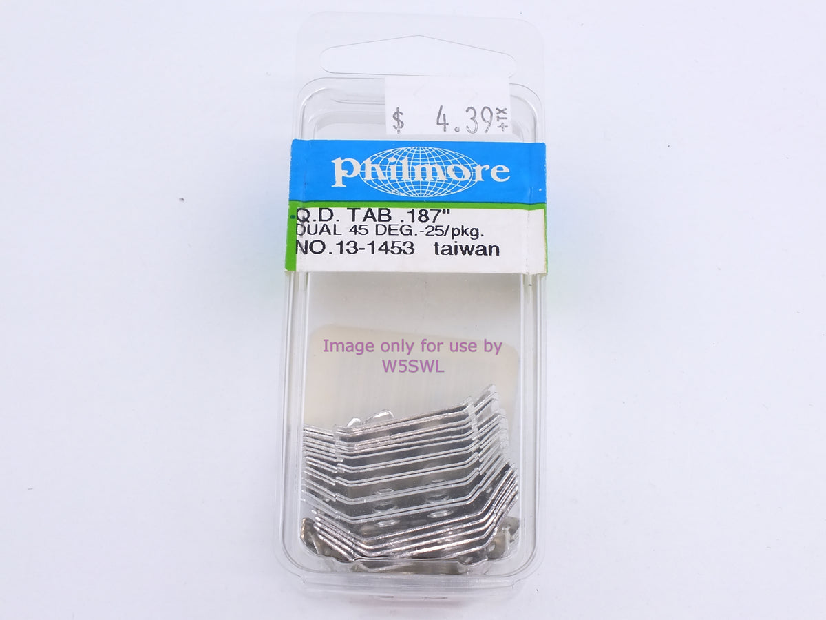 Philmore 13-1453 Q.D. Tab .187" Dual 45 Deg.-25 Pk (bin112) - Dave's Hobby Shop by W5SWL