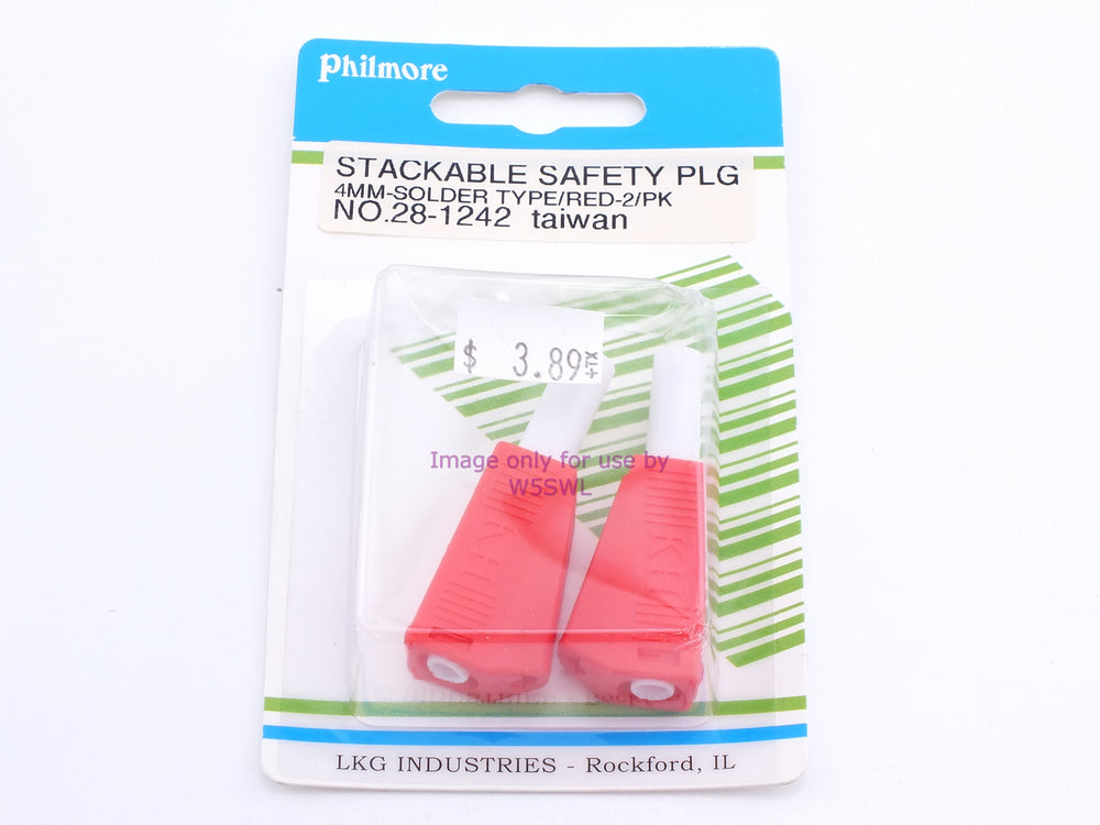 Philmore 28-1242 Stackable Safety Plug 4mm-Solder Type/Red-2Pk (bin41) - Dave's Hobby Shop by W5SWL