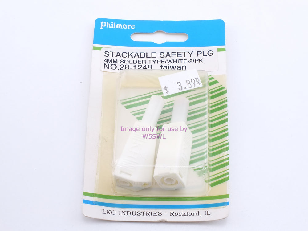 Philmore 28-1249 Stackable Safety Plug 4mm-Solder Type/White-2Pk (bin41) - Dave's Hobby Shop by W5SWL