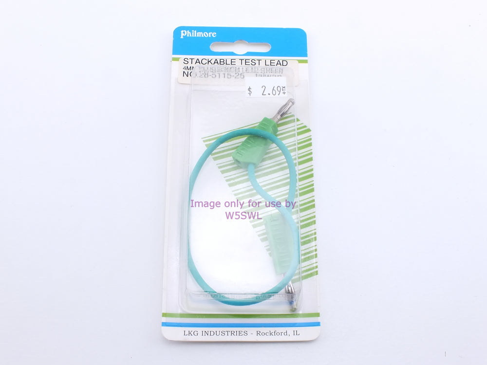 Philmore 28-5115-25 Stackable Test Lead 4mm Plugs/25CM Lead-Green (bin42) - Dave's Hobby Shop by W5SWL
