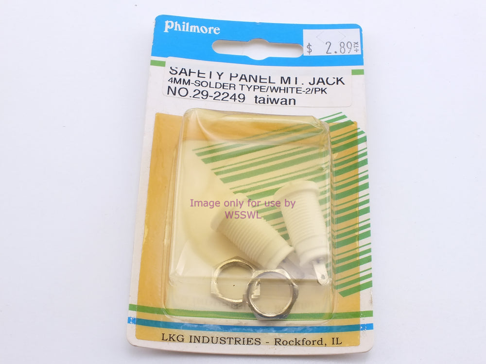 Philmore 29-2249 Safety Panel Mt. Jack 4mm-Solder Type/White-2/Pk (bin36) - Dave's Hobby Shop by W5SWL