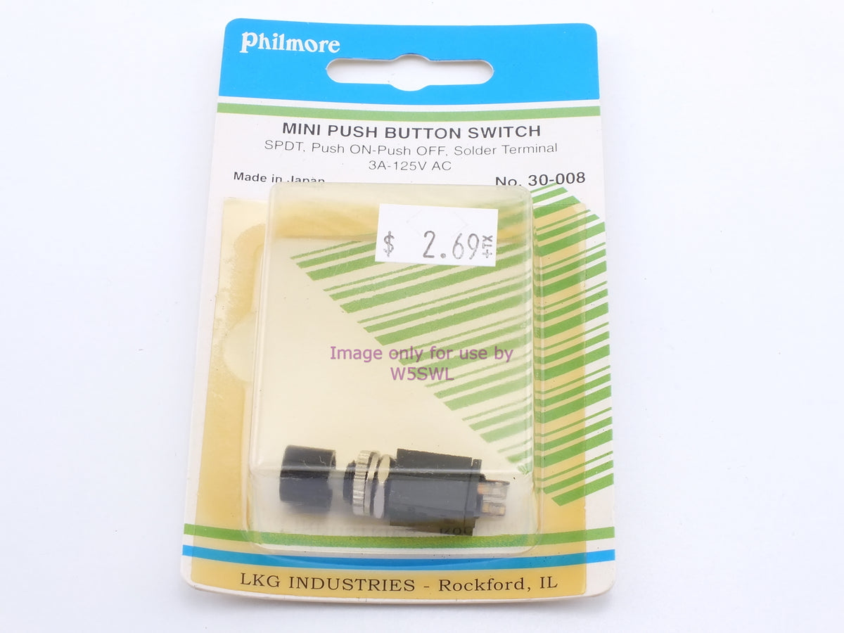 Philmore 30-008 Mini Push Button Switch SPDT Push On Off 3A 125VAC (Bin12) - Dave's Hobby Shop by W5SWL