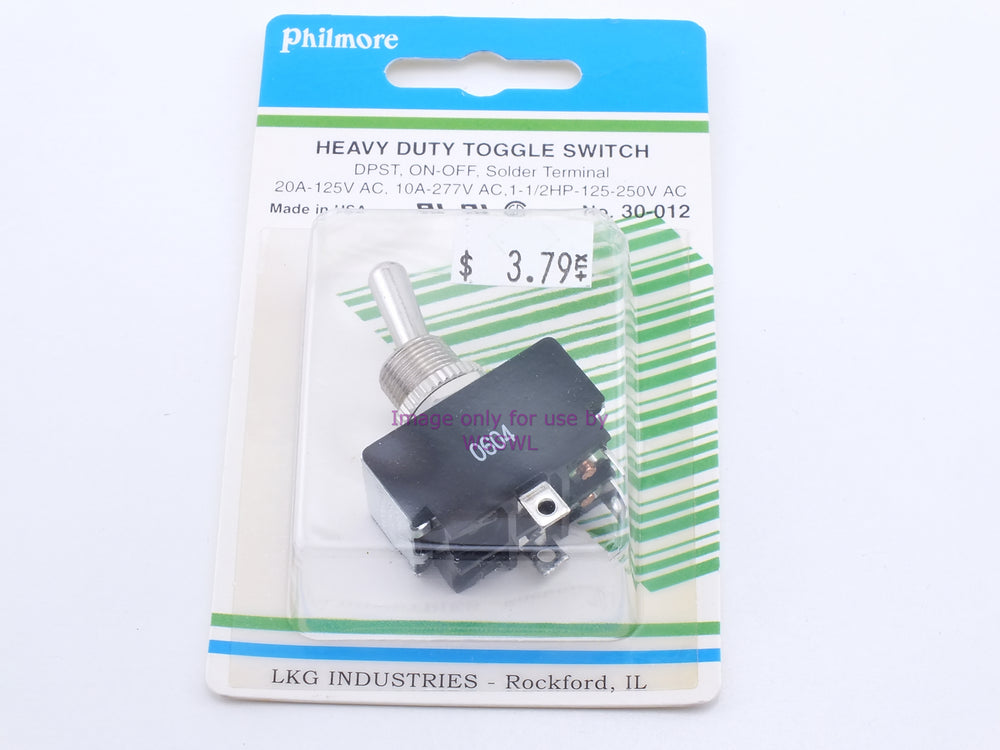 Philmore 30-012 HD Toggle Switch DPST On-Off Solder 20A 125VAC (bin12) - Dave's Hobby Shop by W5SWL