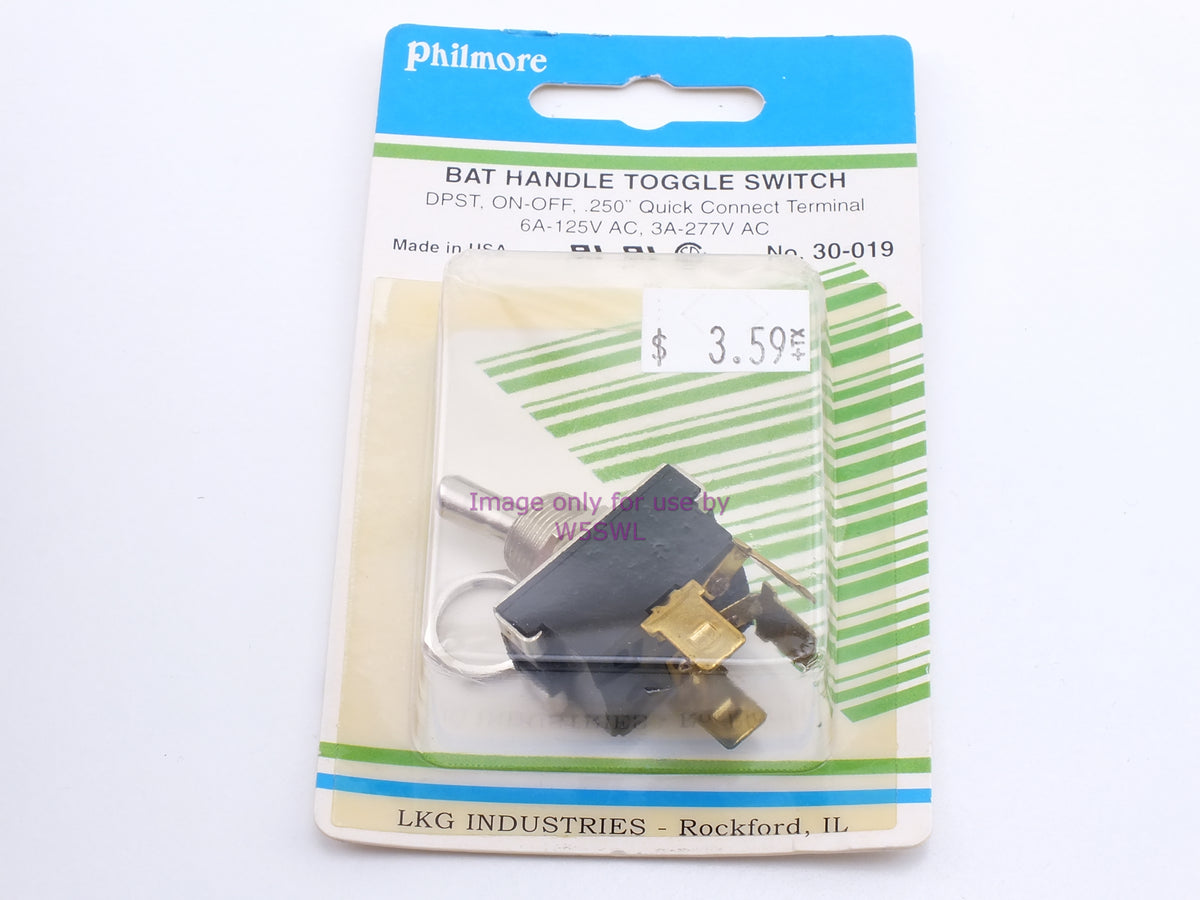 Philmore 30-019 Bat Handle Toggle Switch DPST On-Off .250" Connects 6A 125VAC (bin13) - Dave's Hobby Shop by W5SWL