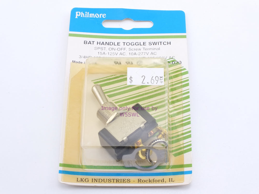 Philmore 30-020 Bat Handle Toggle Switch SPST On-Off Screw 15A 125VAC (bin13) - Dave's Hobby Shop by W5SWL