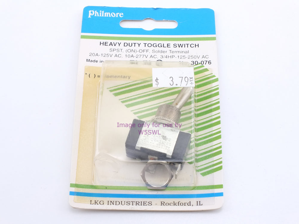 Philmore 30-076 HD Toggle Switch SPST (On)-Off Solder 20A 125VAC (bin14) - Dave's Hobby Shop by W5SWL