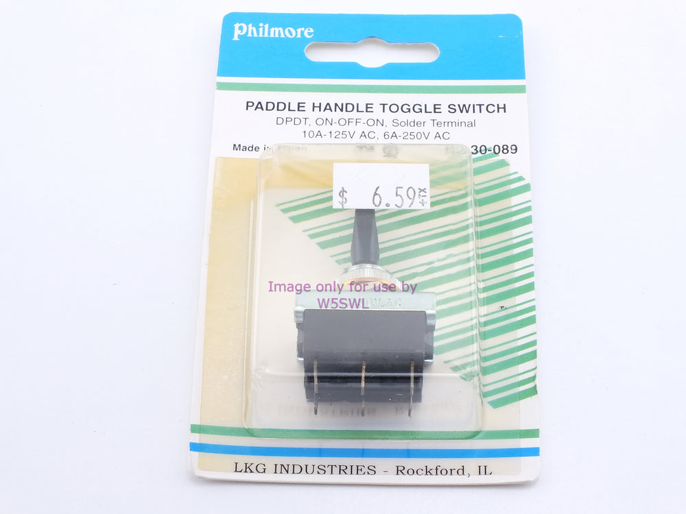 Philmore 30-089 Paddle Handle Toggle Switch DPDT On-Off-On Solder 10A 125VAC (bin14) - Dave's Hobby Shop by W5SWL