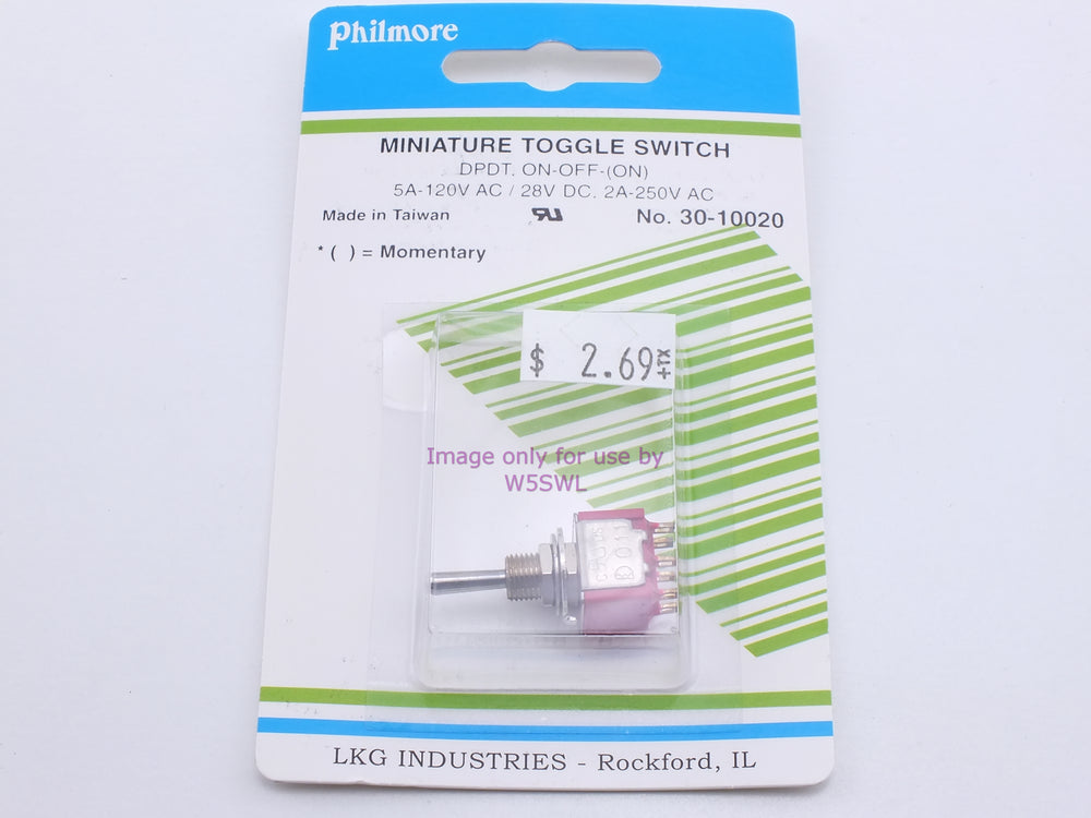 Philmore 30-10020 Mini Toggle Switch DPDT On-Off-(On) Momentary 5A-120VAC/28VDC (bin21) - Dave's Hobby Shop by W5SWL