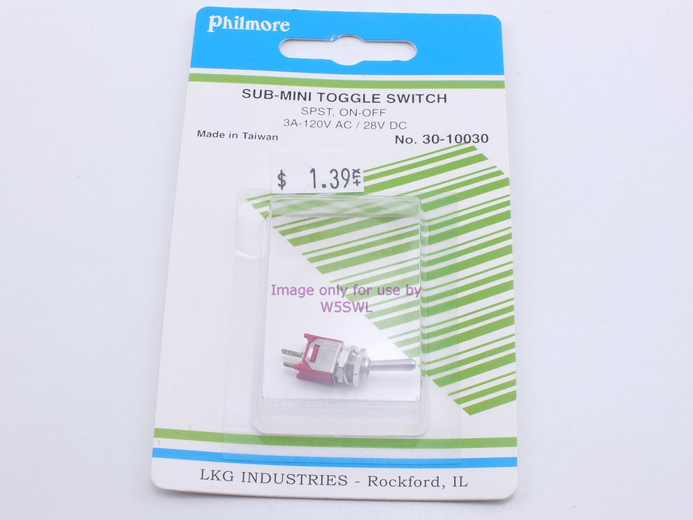 Philmore 30-10030 Sub-Mini Toggle Switch SPST On-Off 3A-120VAC/ 28VDC (bin22) - Dave's Hobby Shop by W5SWL