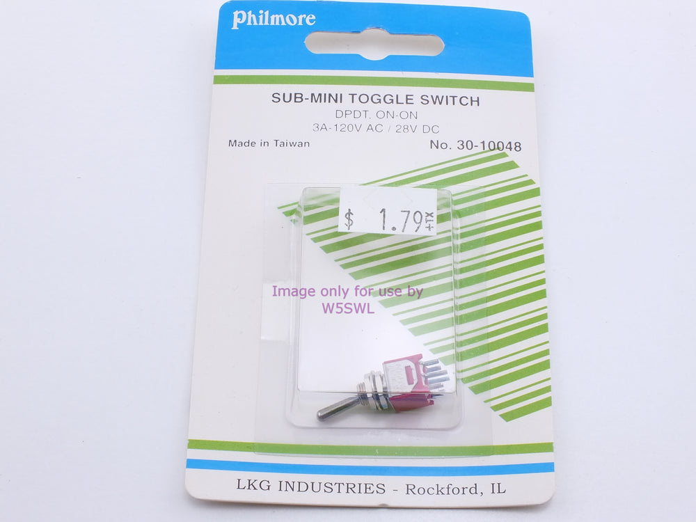 Philmore 30-10048 Sub-Mini Toggle Switch DPDT On-On 3A-120VAC/ 28VDC (bin22) - Dave's Hobby Shop by W5SWL
